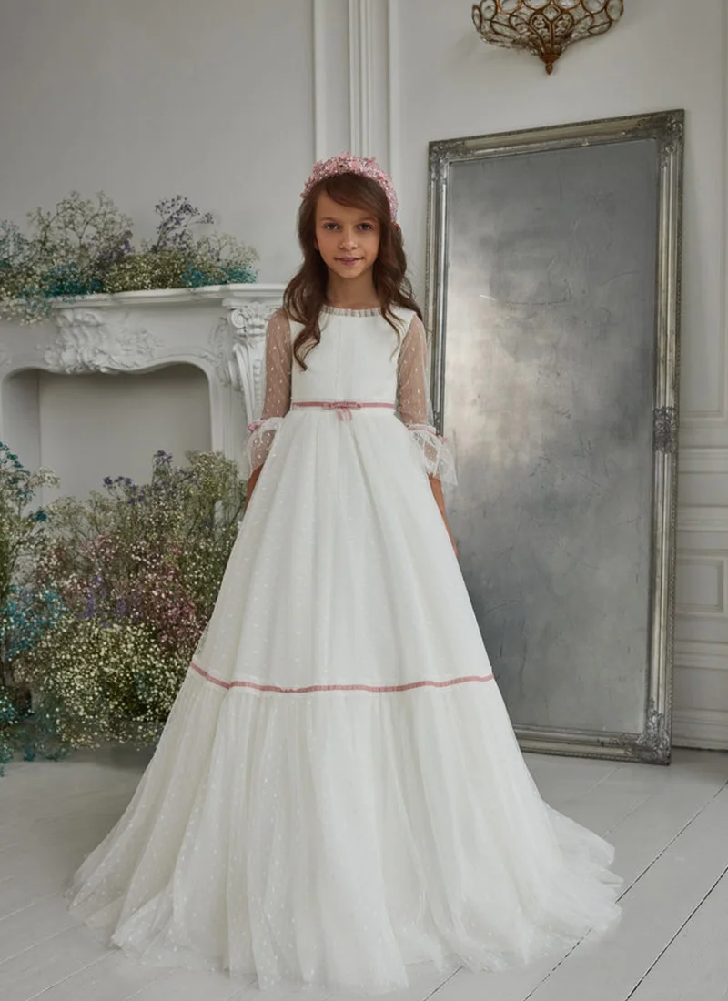 Girls Long Puffy Mesh Princess Dress Teen Dress Beauty Pageant Gorgeous Senior Evening Dress Holy Communion Dress/Customizable