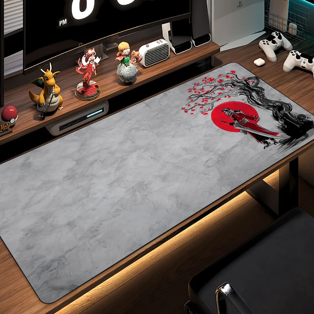 نغمات رمادية الساموراي موضوع لوحة ماوس الألعاب حصيرة مكتبية حصير الألعاب عدم الانزلاق المطاط مقاوم للماء ملحقات الكمبيوتر لوحة المفاتيح أنيمي ماوس الوسادات