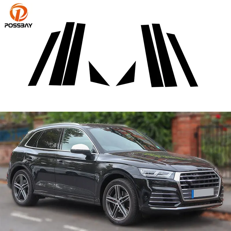 6pcs Car Window Pillar Posts Decal Cover Stickers for Audi Q5 80A 2018 2019 2020 2021 Exterior Accessories