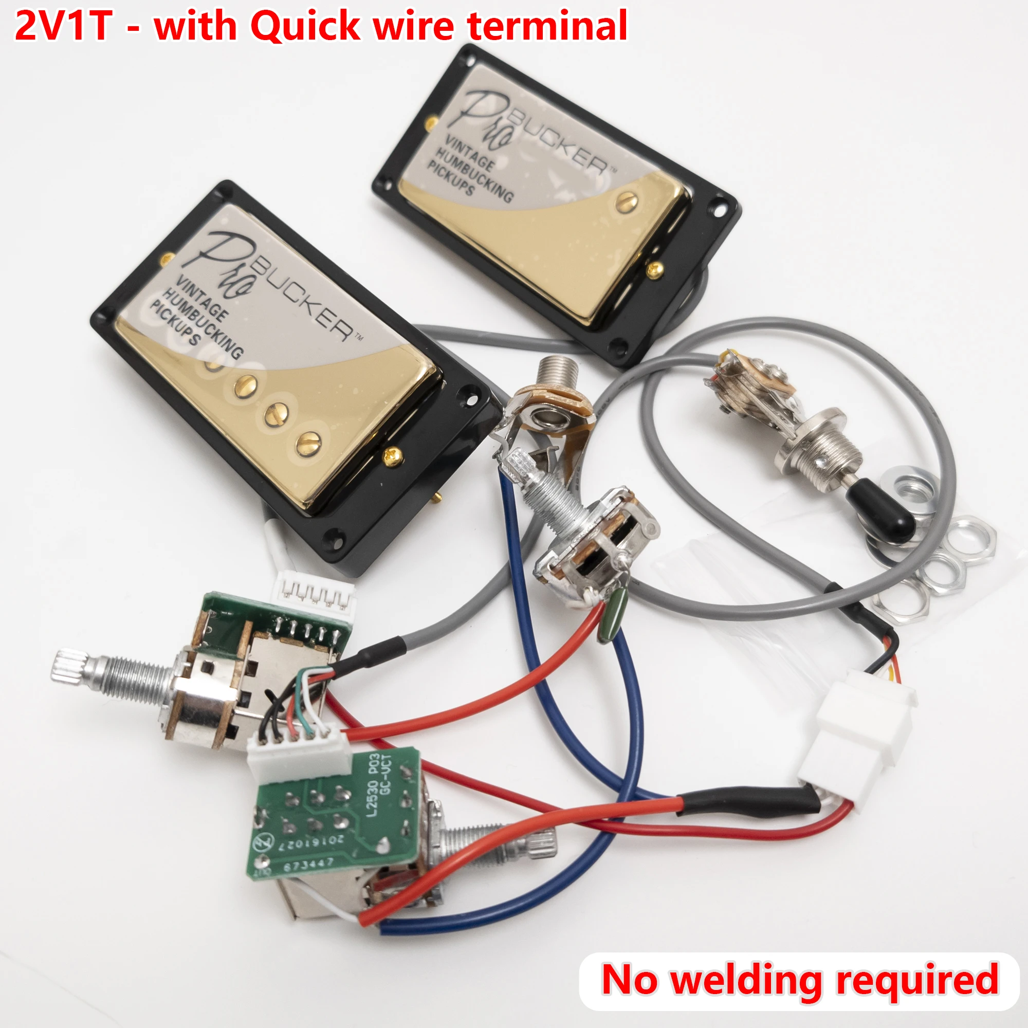 

Гитарный хамбакер ProBucker, звукосниматель без пайки, мостовой гриф Alnico 5, звукосниматели, быстроразъемные клеммы, 2V1T, двухтактный жгут проводов