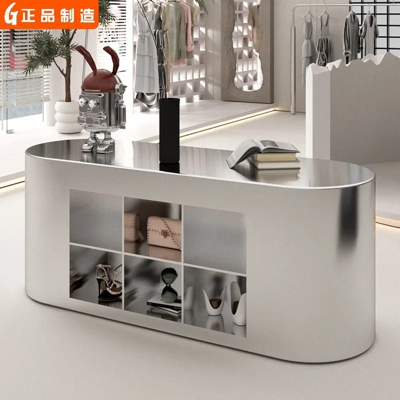 Clothing store Nakajima Taiwan water table Stainless steel brushed display stand Men's clothing  display