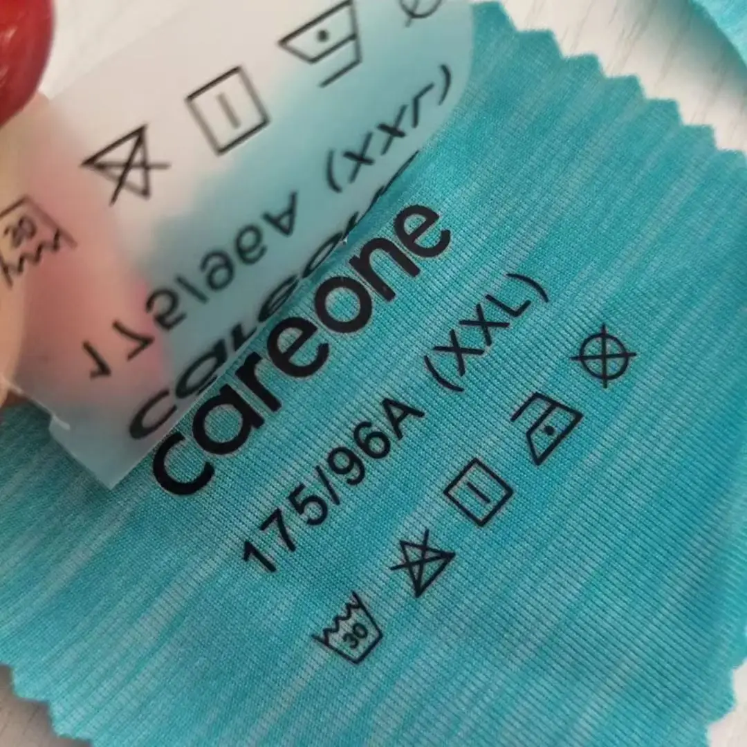 

Custom Heat Transfer Printing Swimwear Care Labels Garment Care Labels for Clothing without Tags Logo Size Labels
