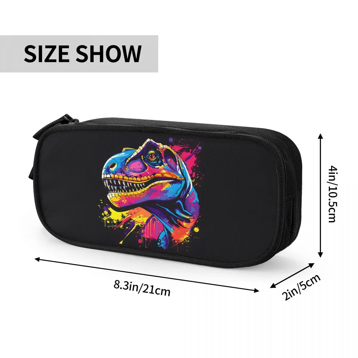 Vibrant Colorful Graffiti Dinosaur Themed Pencil Cases for Student School Pen Box Pencil Bag Big Capacity Pencil Pouch