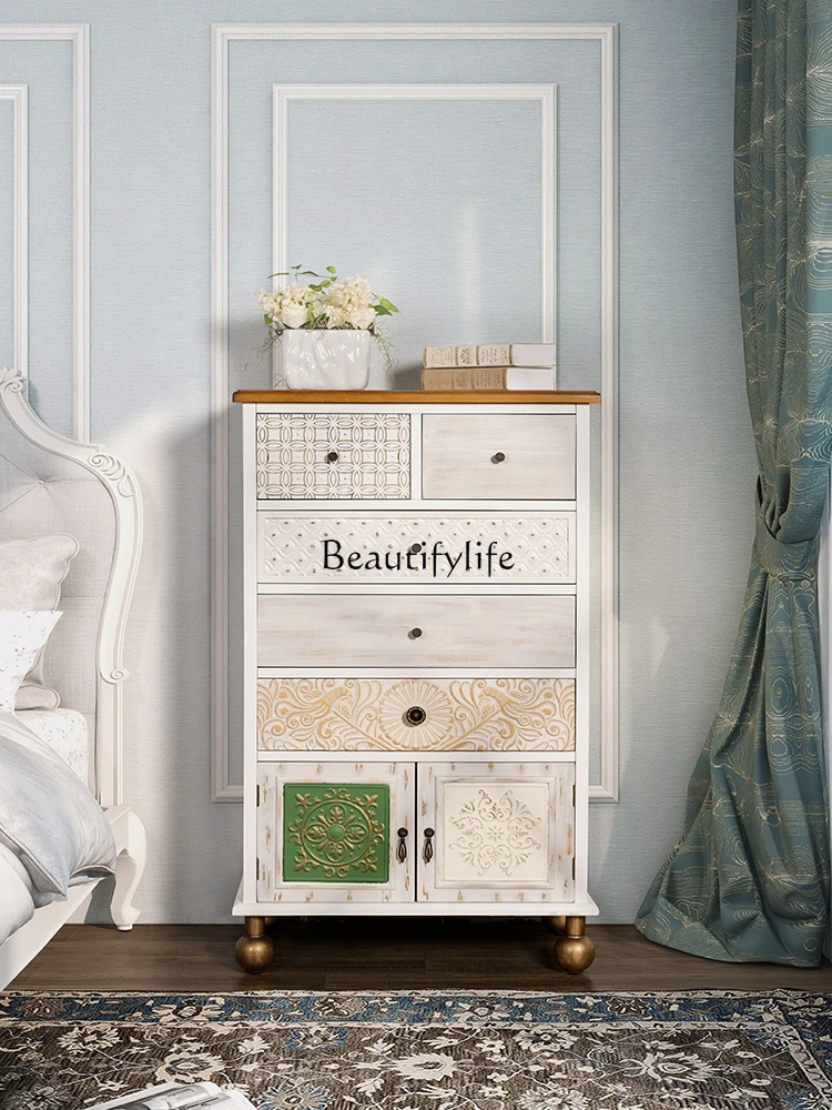 

American-Style Solid Wood Room Storage Chest of Drawers Entrance French Pastoral Chest of Drawer