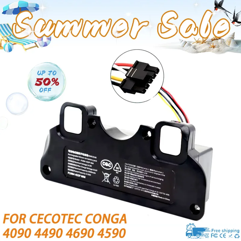 Replacement 14.4V 9800mAh Li-ion Battery for CECOTEC CONGA 4090 4490 4590 4690,  Vacuum Cleaner Spare Part, Long Runtime