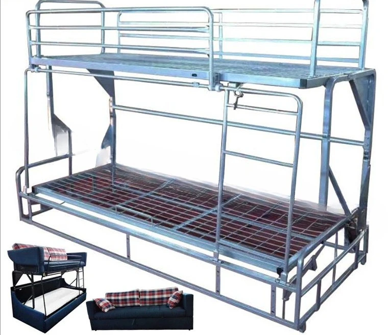 Multifunctional dual-purpose foldable living room small apartment sofa bed iron frame upper and lower bed
