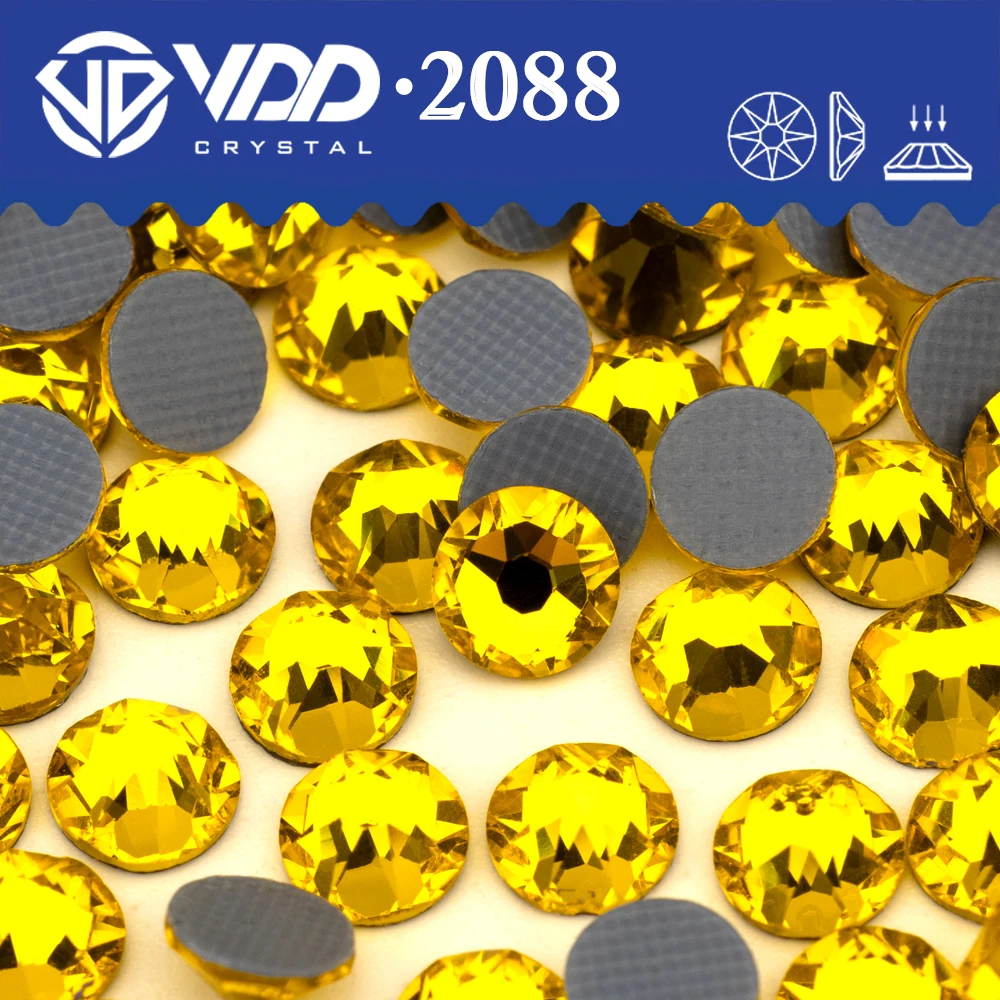 VDD 005 سيترين SS16-SS30 جودة عالية AAAAA الإصلاح الساخن الزجاج 2088 الراين كريستال أحجار مسطحة لتقوم بها بنفسك الملابس الزينة