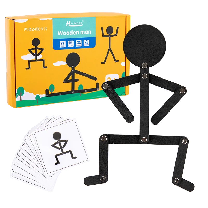 เด็ก Montessori ของเล่นไม้การเรียนรู้การศึกษาปริศนา Sporty Pose Jigsaw ปรับปรุง Hands-on Skill Busy Board ของขวัญ