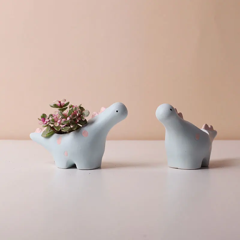 Cute Succulent Ceramic Flower Pot Animal Shape Elephant Dinosaur Plant Pot Desktop Balcony Decoration Home Decor