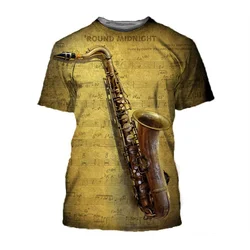 Music Saxophone 3d Printed Tshirt Men O Collar Comfortable Tops Street Short-sleeved Summer T-shirt Musical Instruments T Shirts