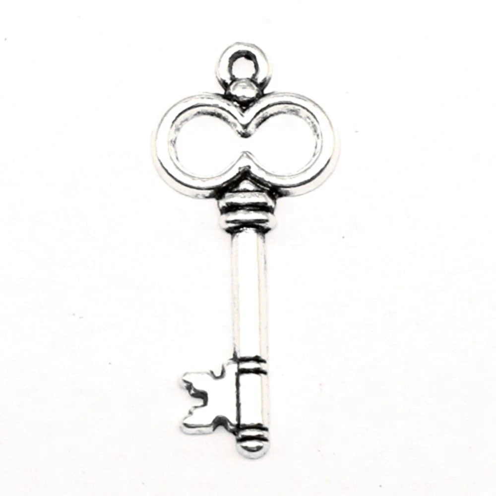 20pcs 29x13mm Keys Charms Pendants For Jewelry Cute Man Jewelri Antique Silver Color