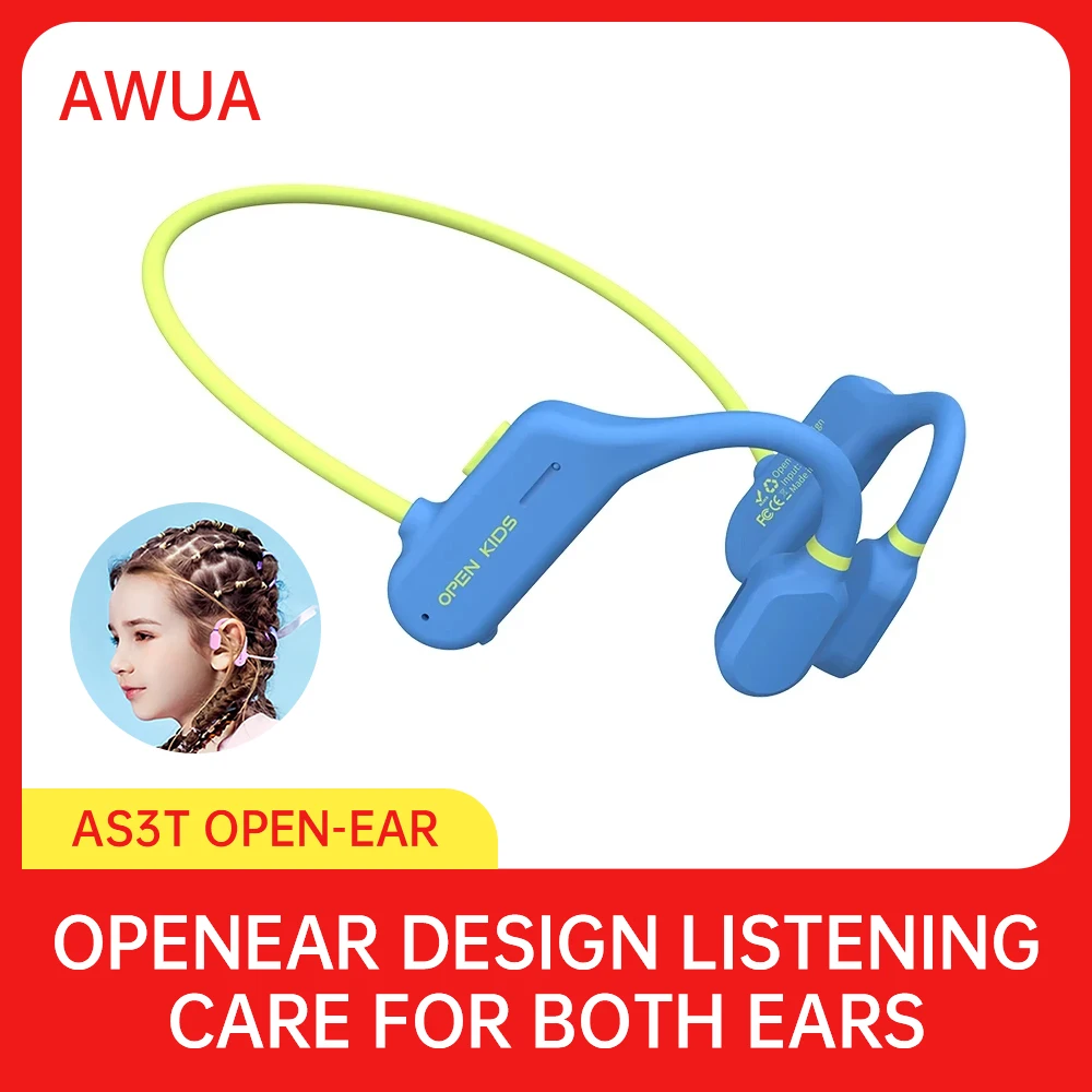 AWUA Protection Volume Children Headset Bone Conduction earphones Bluetooth 5.3 wireless headset IPX8 Waterproof swim outdoor