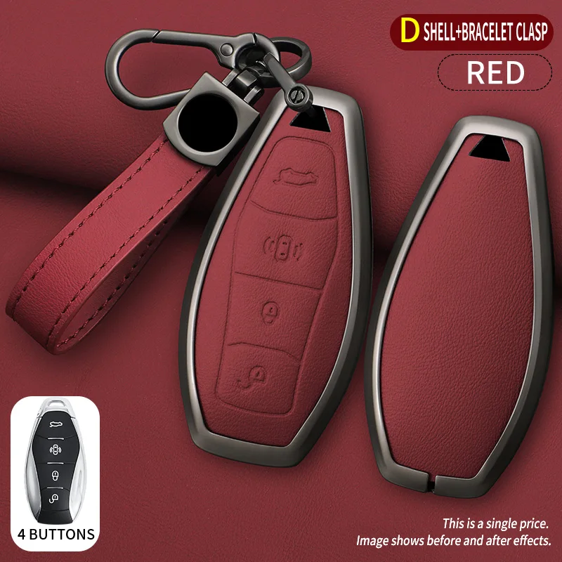 For Hongqi H5 HS5 H6 H9 HQ9 HS3 Metal leather full package keycase personalized keychain protective case 6