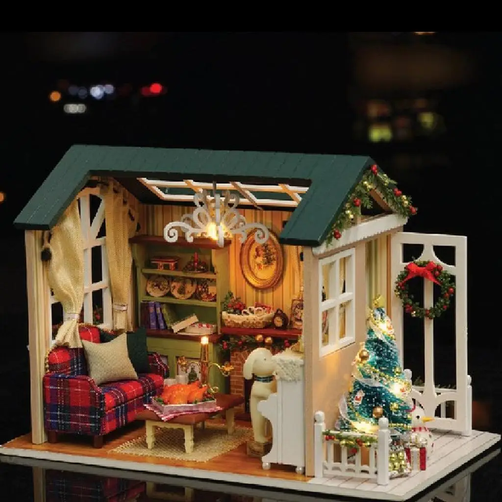 1:24 인형의 집 미니어처 창의적인 방 생일 선물-휴일 시간