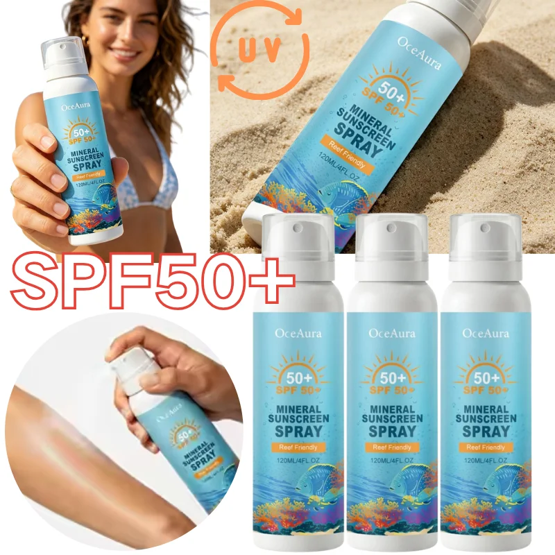 SPF50+ Sunscreen Spray Non-greasy Unscented Sunblock Spray for Body Face Daily Outdoor Care Waterproof Safe Sunscreen Spray