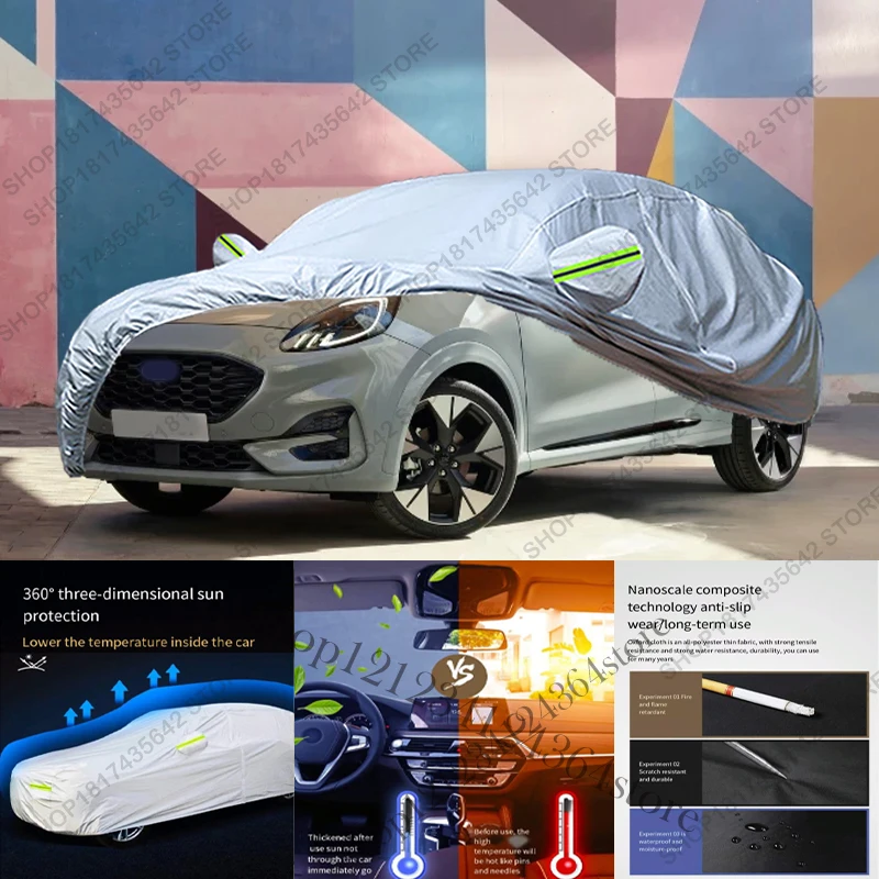 Full Car Cover Compatible with Ford Puma 2020-2025 All-Weather Sun Rain UV Dust Proof Rain Outdoor Indoor Protect