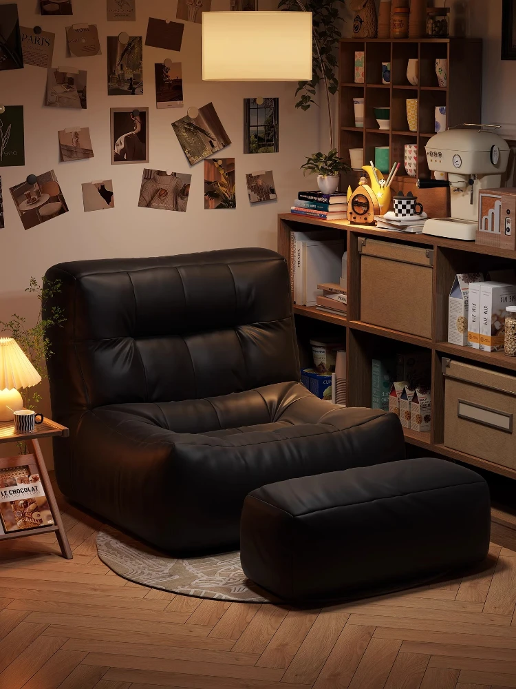 Ergonomic Lazy Chair & Ottoman Set, Cat - Proof Leather, Pressure - Relieving, Ideal for Home Relaxation
