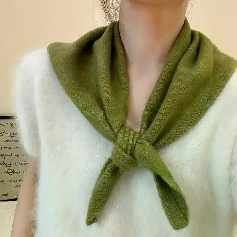 1 قطعة الكورية نمط الصوف محبوك الثلاثي وشاح المرأة الحجاب وشاح محبوك متعددة الوظائف الدافئة وشاح محبوك