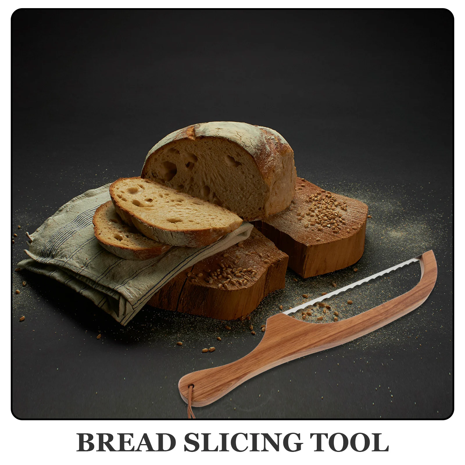 

1Set Bread Slicer Serrated Cutting Tool Wood Handle Easy Bread Cake Toast Cutting Baking Kitchen Gadget Metal Toast Cutters