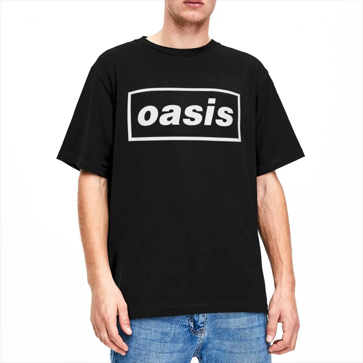 Camisetas con Logo de banda de Rock o-oasis para hombres, camisetas de algodón Vintage con álbumes de música británicos, camiseta de manga corta con