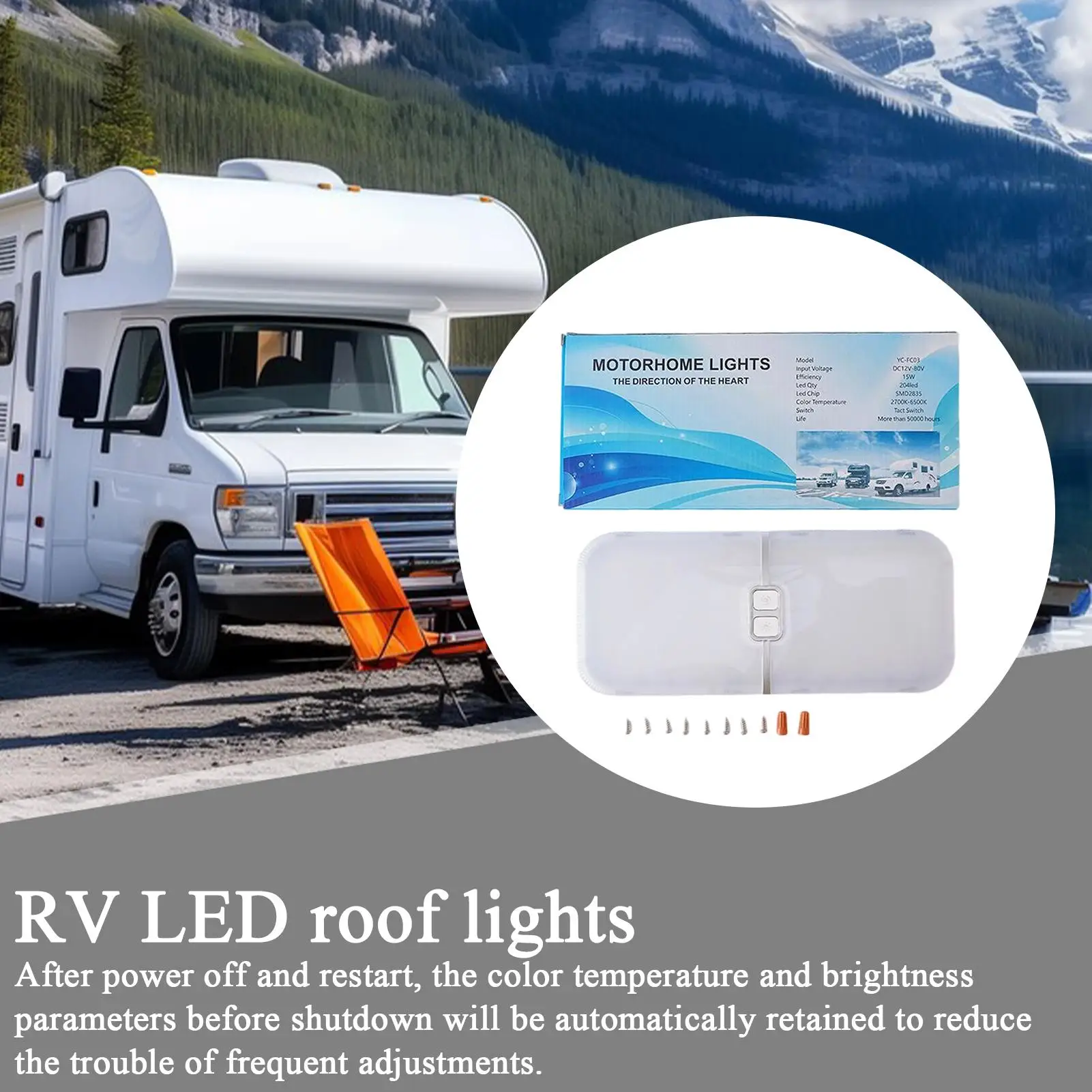 

Внутреннее освещение автофургона Светодиодные фонари Внутренние светильники для автофургона 12–30 В с регулируемой яркостью, тройная цветная лампа для транспортных средств