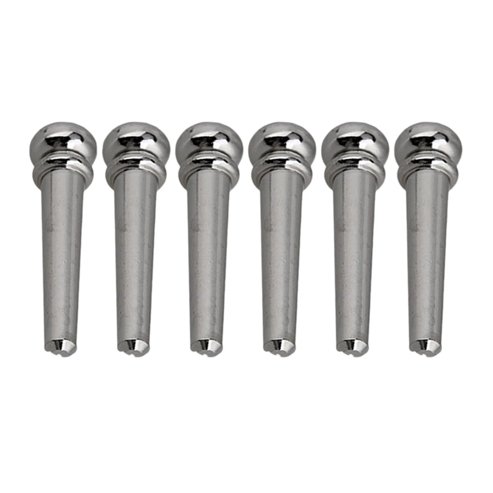 

6PCS Guitar Bridge Pins Pegs Dot Inlay Bridge Pin for Bass Folk Guitar Replacement Accessories Silver