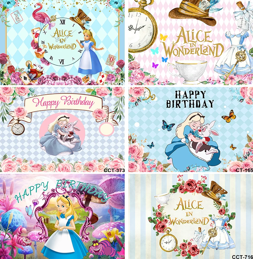 

Alice In Wonderland Backdrop for Party Supplies Wonderland Photo Backgrounds Alice Theme Baby Shower Banner for Decoration