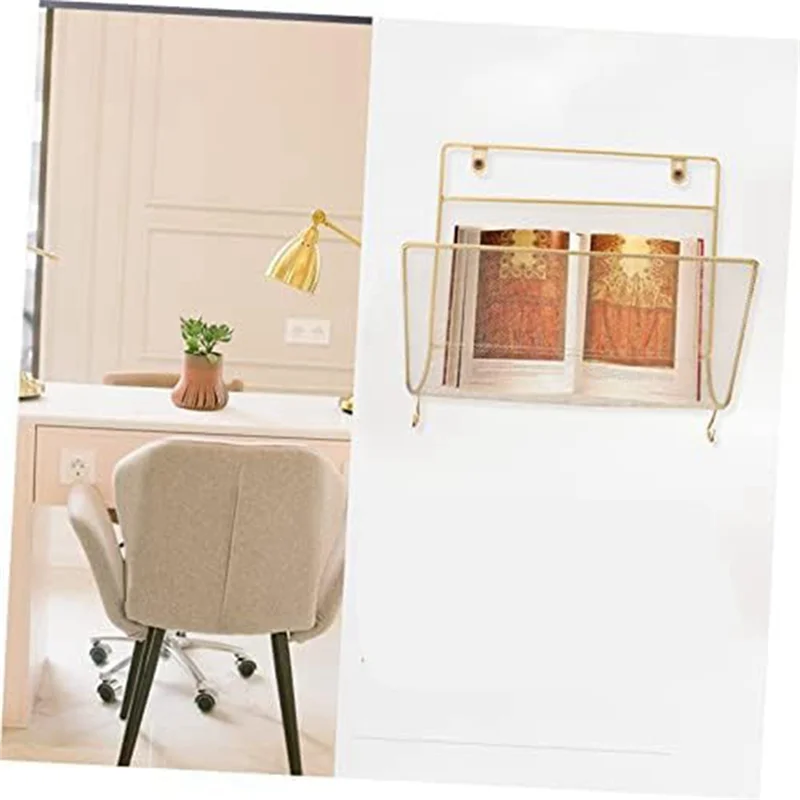 MAKE-1 조각 철 책 랙 금속 신문 랙 벽 보관 선반 사무실 간단한 스타일 흰색