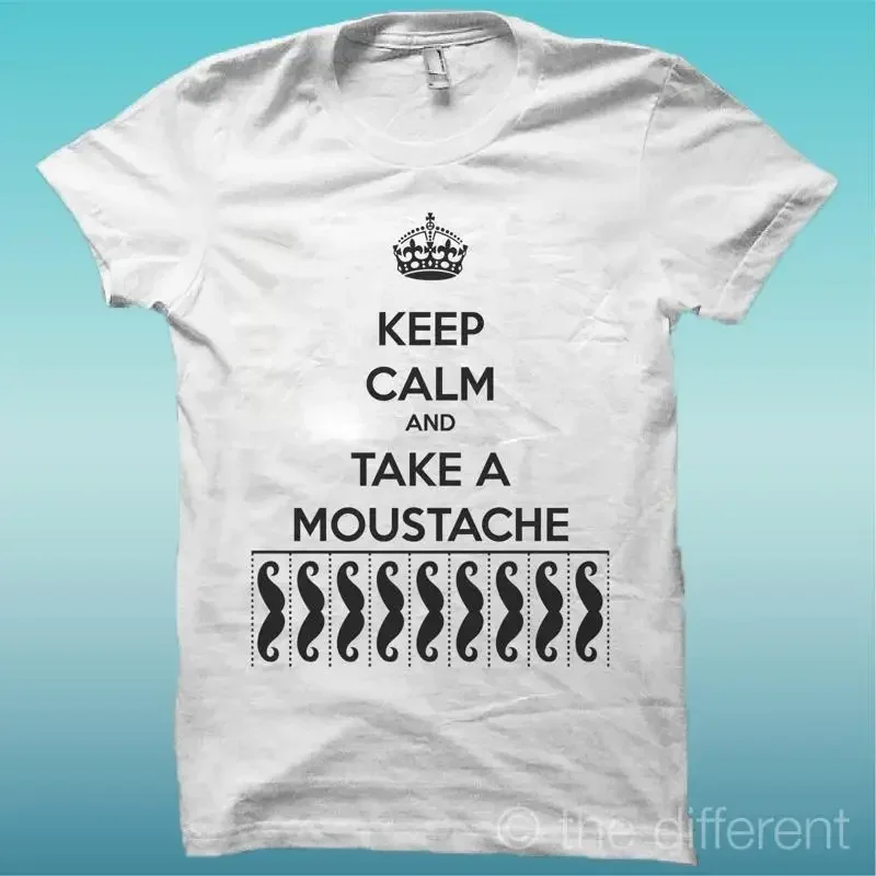 MENS KEEP CALM AND TAKE MOUSTACHE IDEA ROAD TO HAPPINESS GIFT TSHIRT