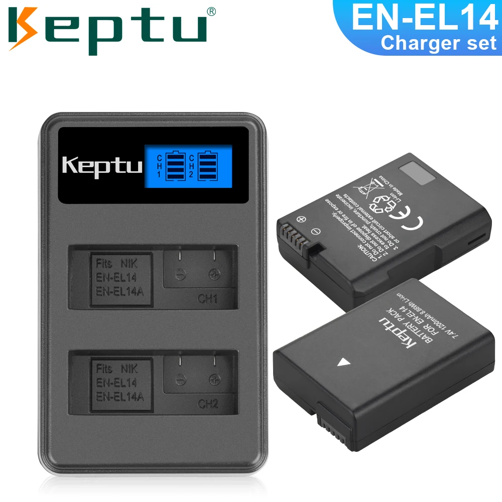 

KEPTU EN-EL14 EN-EL14a ENEL14 EN EL14 Camera Battery + LCD USB Charger For Nikon P7000 D3100 D3200 D3300 D5100 D5200 D5300