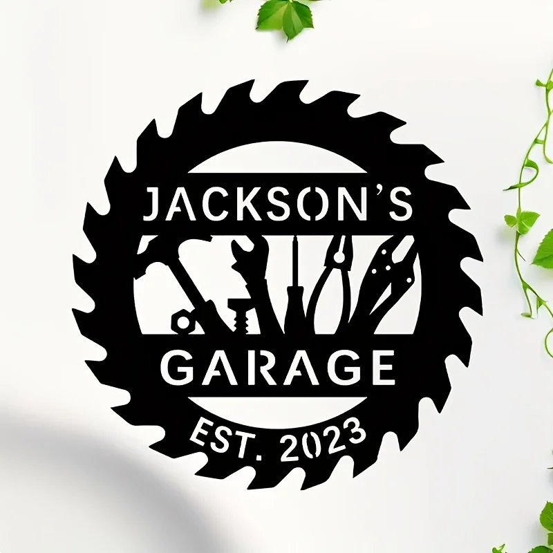 Personalized wrought iron garage sign（Contains tool patterns）- Custom Studio Wall Art 1pc
