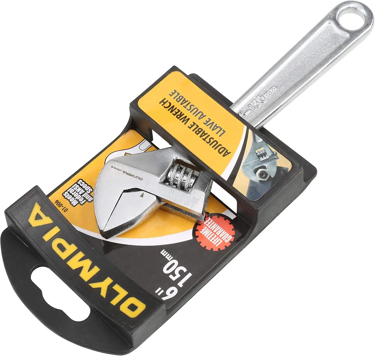 Olympia Tools 6" Adjustable Wrench, Heavy Duty Drop Forged Steel, Chrome Plated, Precision Machined Jaws, Rust Resistant