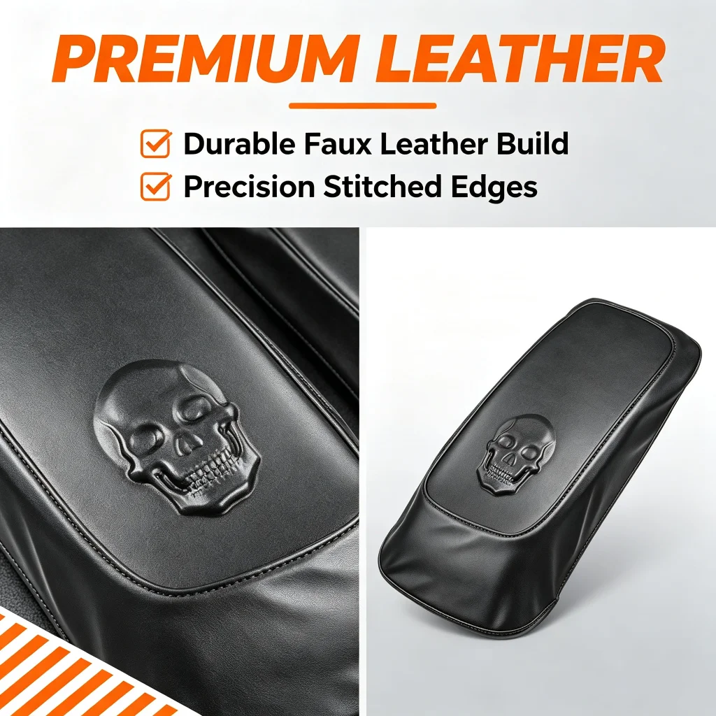 Motorcycle Accessories Saddlebag Lid Covers for Harley Touring 2014-2023 Street Road Glide Black/Orange Skull Protector