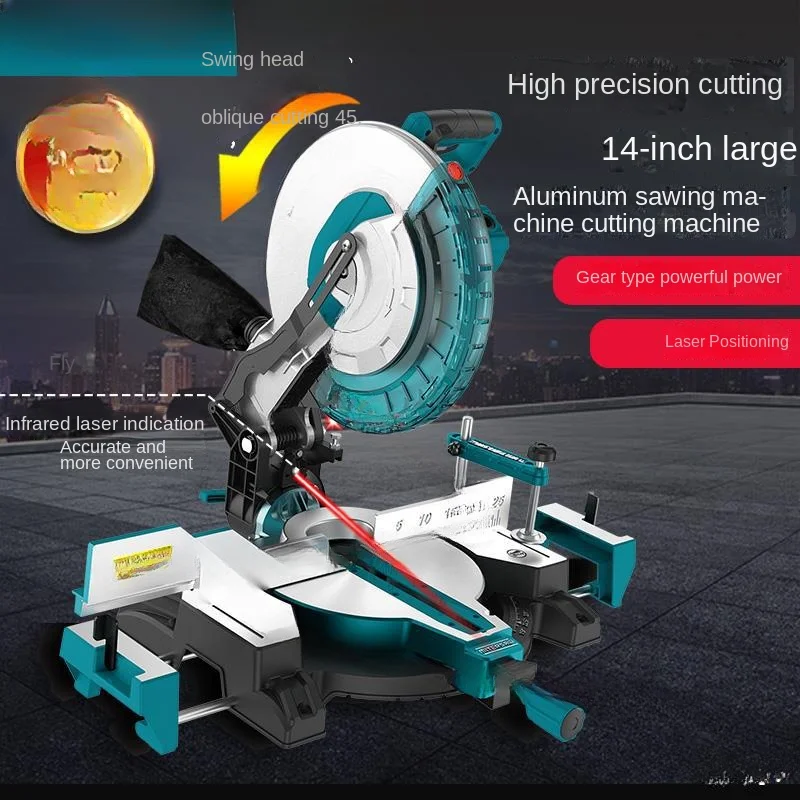 

Double Wooden Mitre Saw High-Precision Aluminum Alloy Cutting Machine 45-Degree Angle Saw Notching Machine Mitre Saw 14-Inch