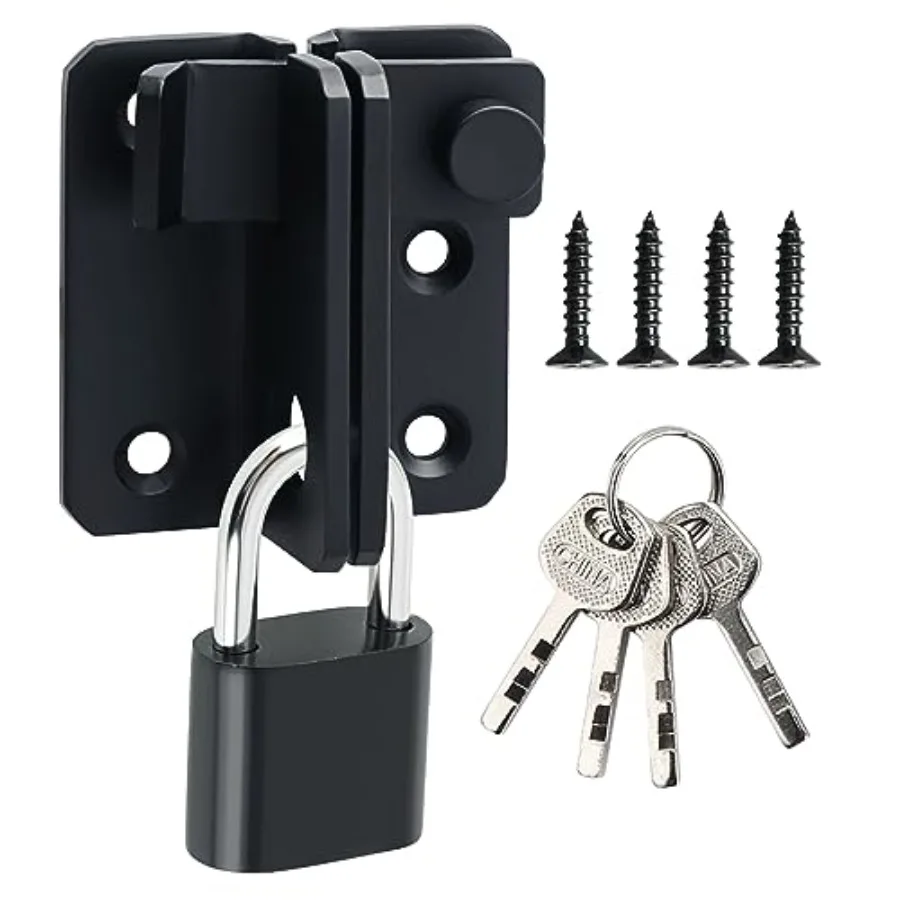 

Alise Flip Latch Gate Latches Set with Padlock, Slide Bolt Latch Safety Door Lock Catch for Barn Cabinet Pet Cage Garden Bathro