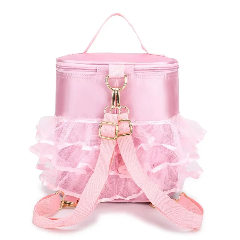 Bolsa de entrenamiento de baile para niños, mochila de falda de gasa duradera, Linda mochila rosa para niñas, suministros de espectáculo de