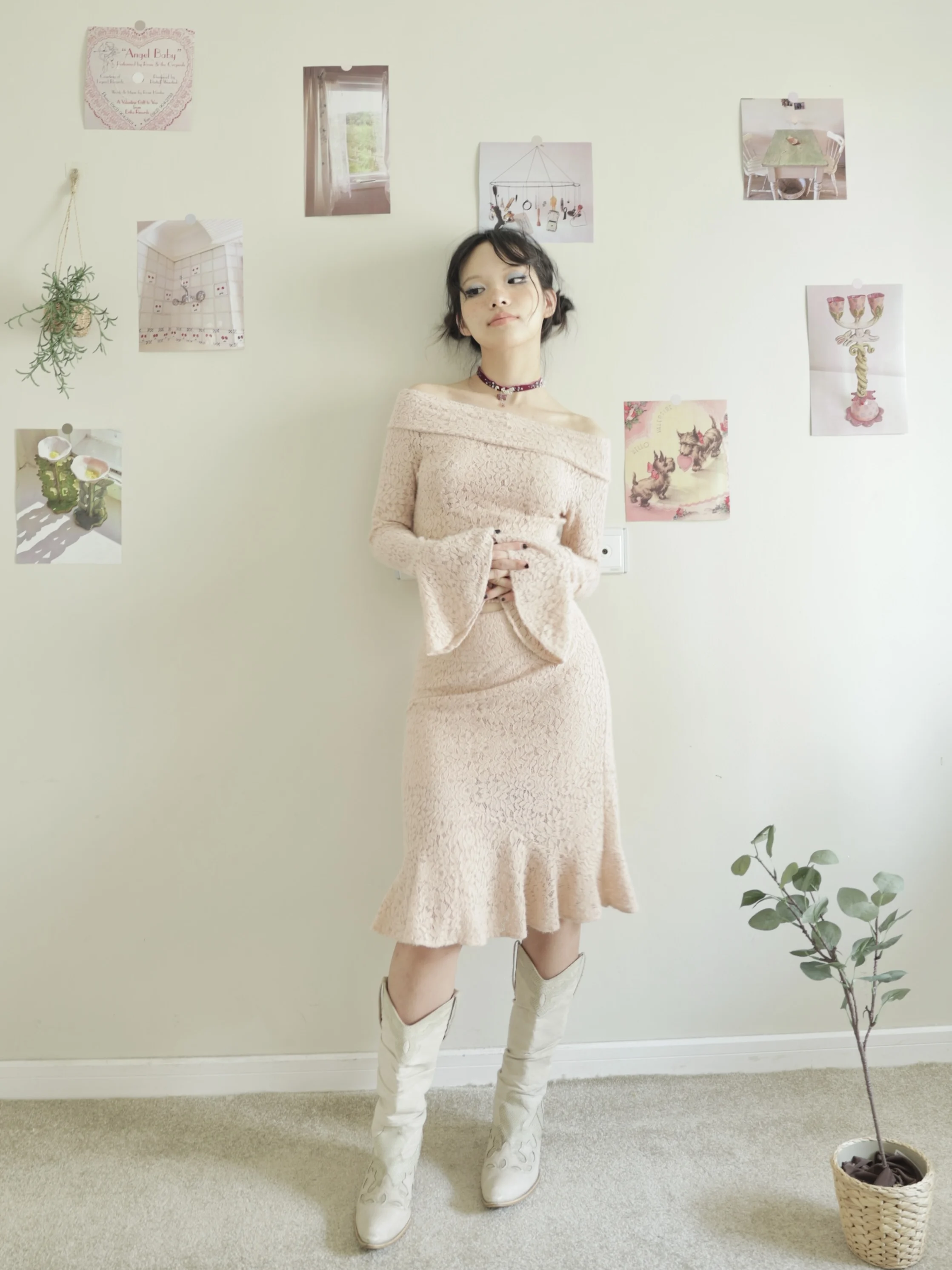 

Вязаный топ Sicastra Autumn Lotus Pink в стиле ретро, на одно плечо, эластичный, облегающий, с длинным рукавом, корейский дизайн