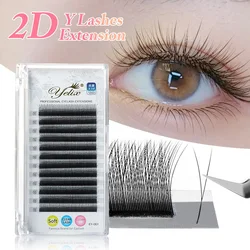 Yelix 2D Volume Lashes 0.10D 8-12mm Single Tip 2D Y Eyelash Extensions Professional Lash Extension Lightweight Premade Fans