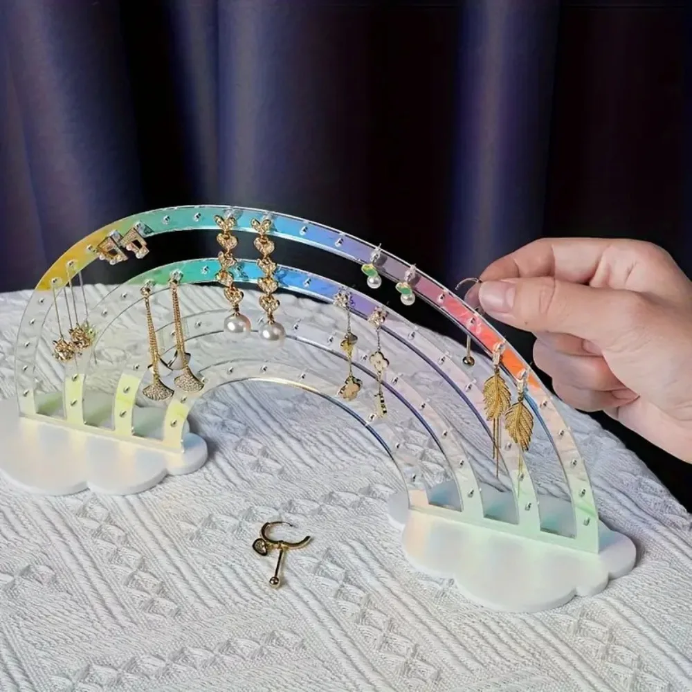 

Jewelry Organizer Cloud Rainbow Earrings Stand Detachable Desktop Display Ear Studs Display Holder Stable Acrylic