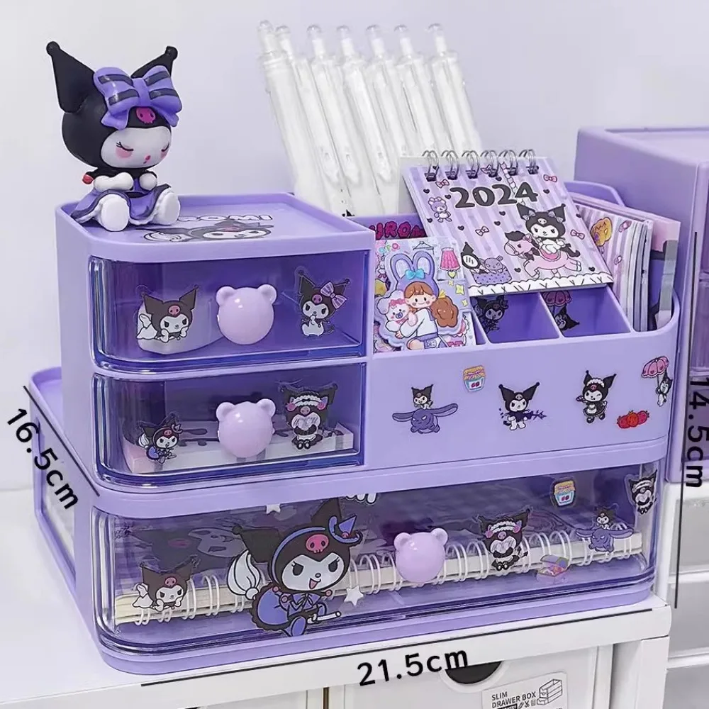 

Kawaii Hello Kitty Drawer Compartments Desktop Stationery Storage Box Student Desk Organizer Dormitory Storage Rack Pen Holder