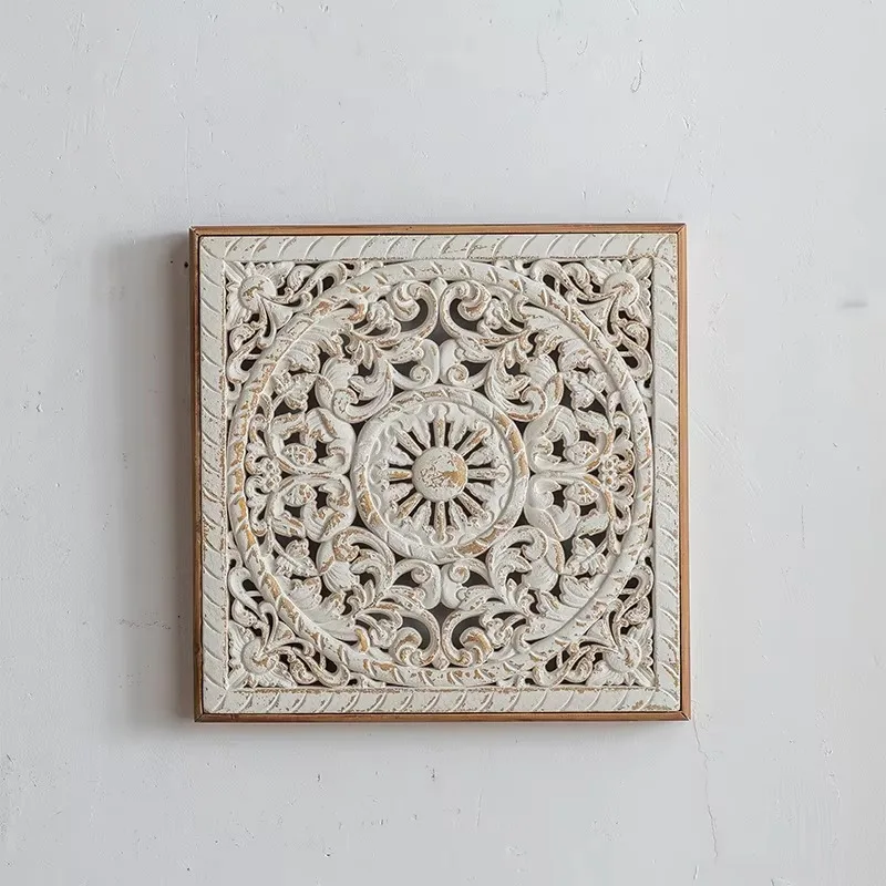 Living room high quality farmhouse decoration handmade white retro pendant rustic wooden wall decoration