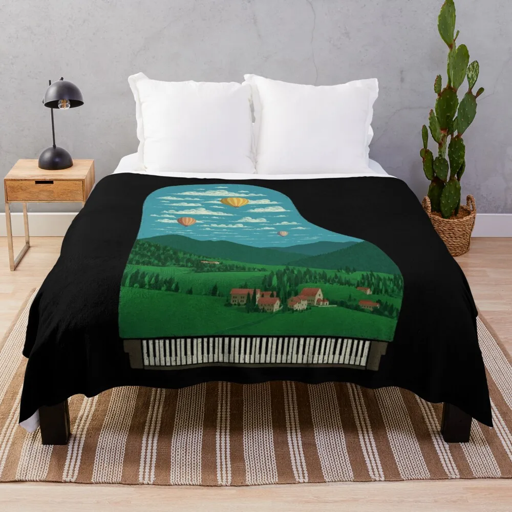 

Pianoscape Throw Blanket Travel Camping Blankets