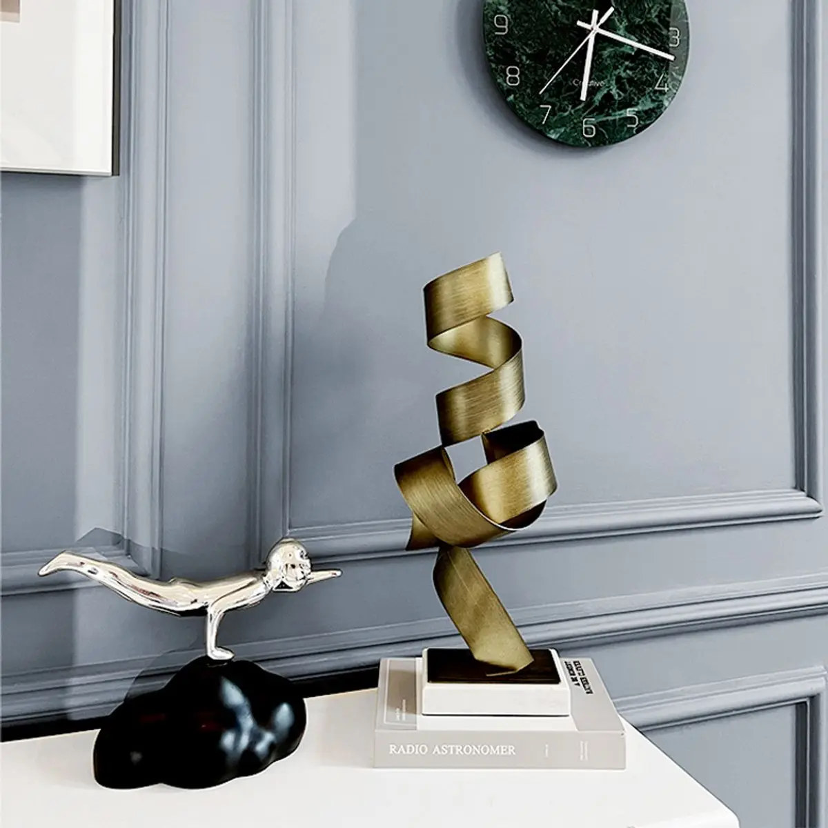 

Wholesale Indoor Metal Sculpture Art Abstract Decoration Sculpture Contemporary Marble Base