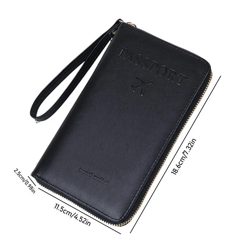 Custom Long Passport Holder Multifunctional Travel Wallet Ticket ID Card Document Organizer Zipper Closure view 5