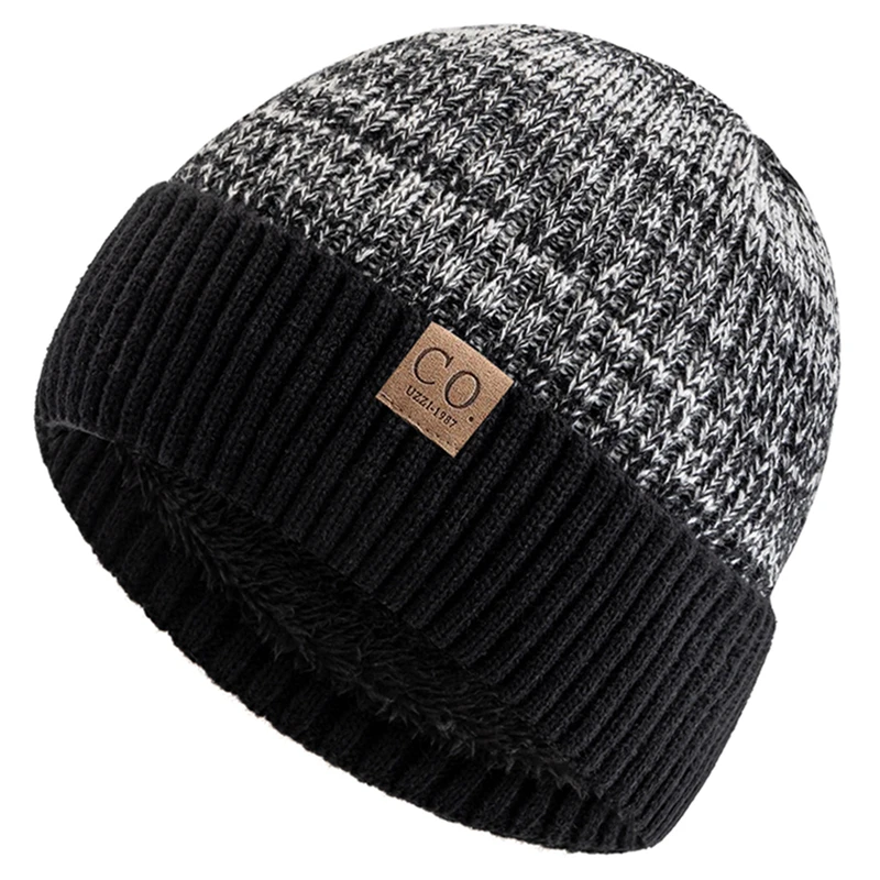 New Unisex Two-Tone Winter Hats Add Fur Lined Men And Women Fashion Warm Beanie Cap Casual Winter Knitted Hats, image 15