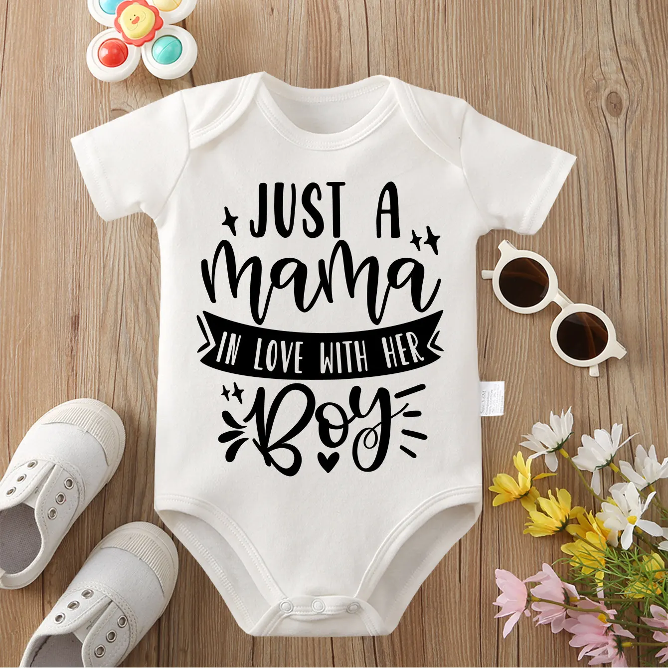 

Just A Boy Who Loves His Mama Изысканный комбинезон из чистого хлопка с принтом для малышей Комбинезон для новорожденных от 0 до 12 месяцев