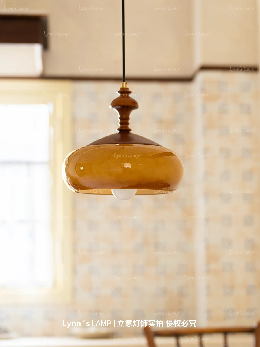 Middle ancient style restaurant pendant light Japanese style solid wood retro dining room study original bedroom bedside lamp