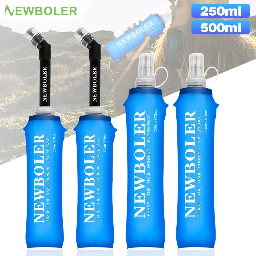 NEWBOLER 250ml 500ml Water Bottle TPU Folding Soft Flask Sport Water Bottle Water Bag Collapsible Water Bottle Running Camping