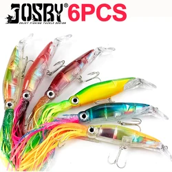 6PCS Fishing Lures Rubber Squid Skirts Octopus Tuna Sailfish Baits Sea wobbler silicone lure High Carbon Steel Hook Tackle