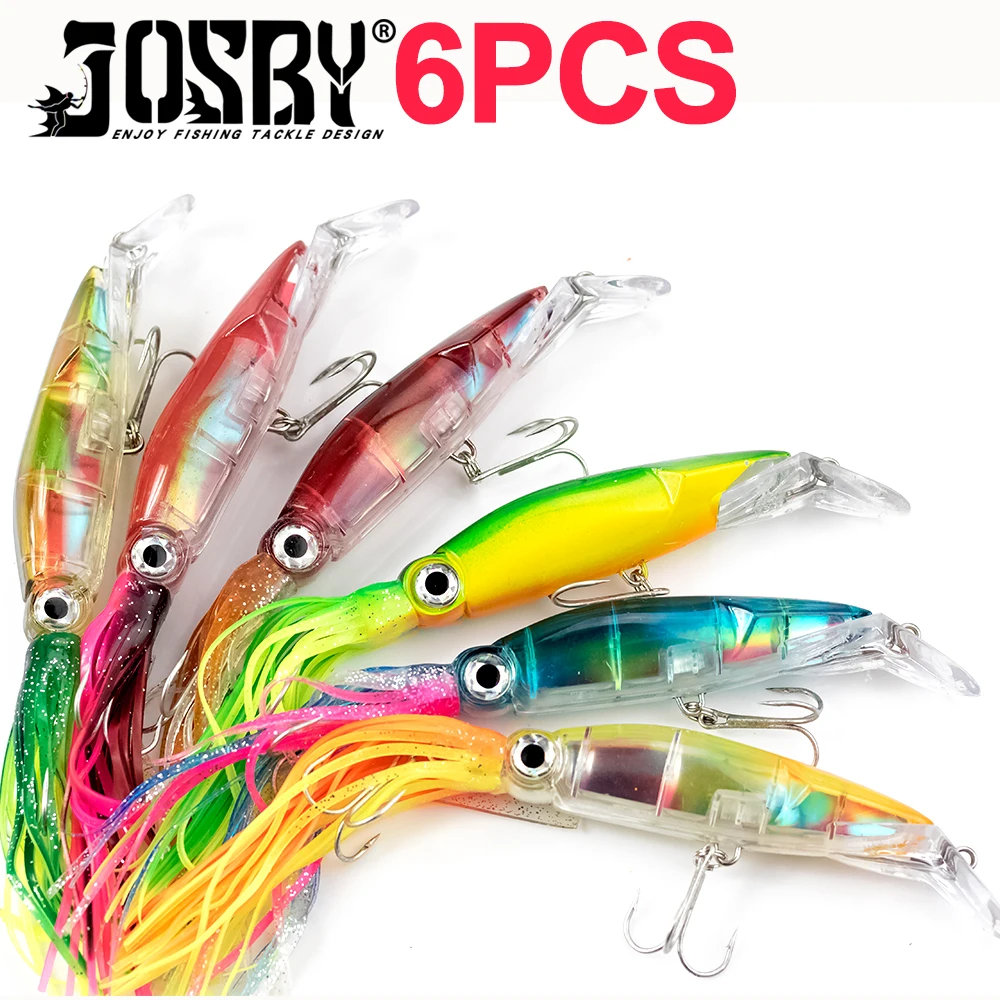 6PCS Fishing Lures Rubber Squid Skirts  Octopus Tuna Sailfish Baits Sea  wobbler silicone lure High Carbon Steel Hook Tackle